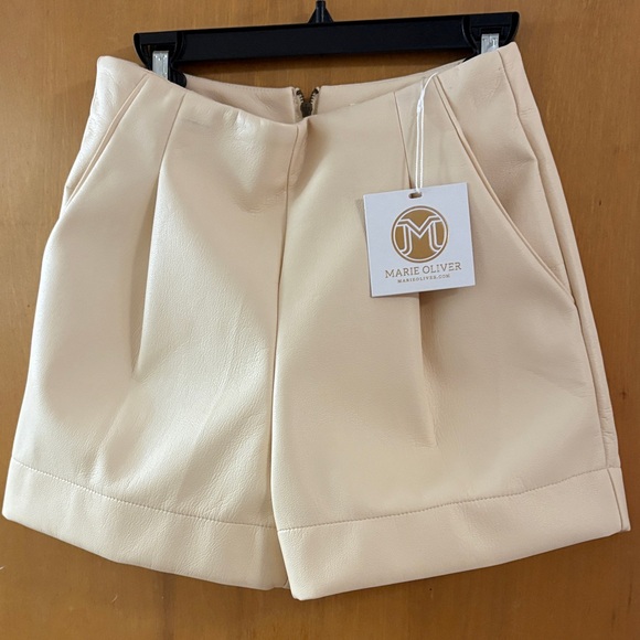 Marie Oliver Pants - Marie Oliver Pale Cream High-Waist Tailored Shorts